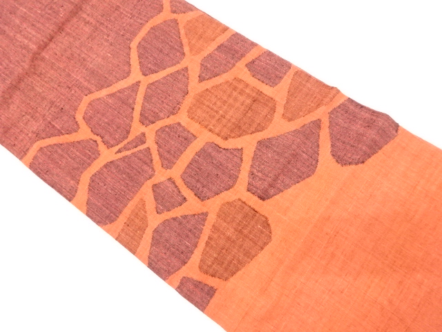 手織り紬　石畳模様織り出し　名古屋帯